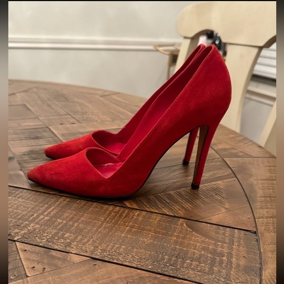 Alice + Olivia Red Suede Heels- Size 8 - Picture 2 of 5